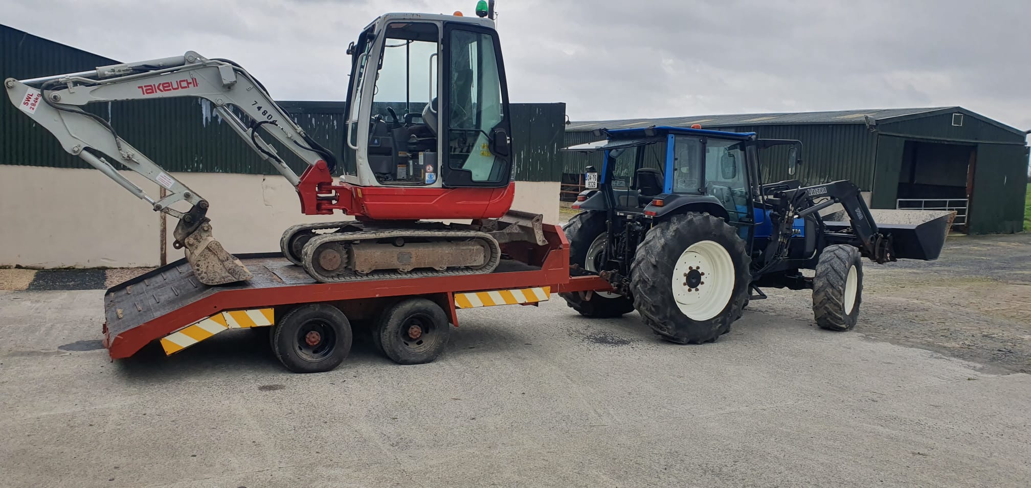 Plant Hire tractor on a trailer for landscaping 