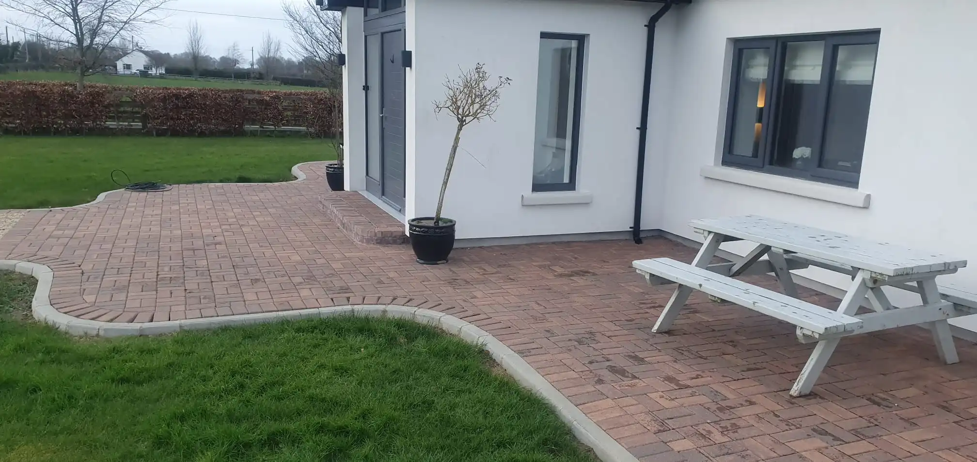 paving installed behind a house